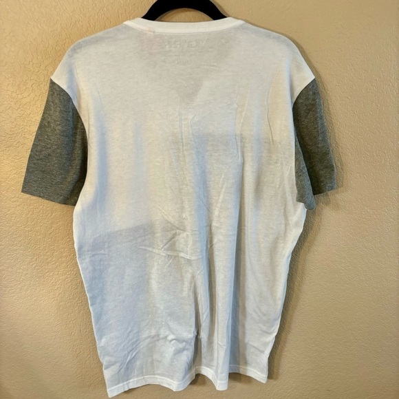 Guess Men’s Shirt Medium White Black Grey ColorBlock Short Sleeves V-Neck Y2K - Picture 4 of 10
